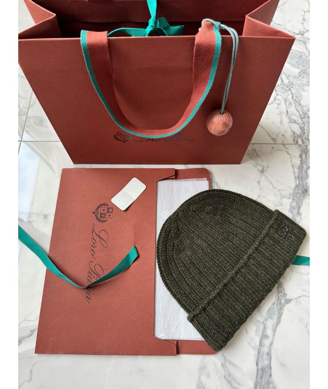 LORO PIANA Зеленая кашемировая шапка, фото 2