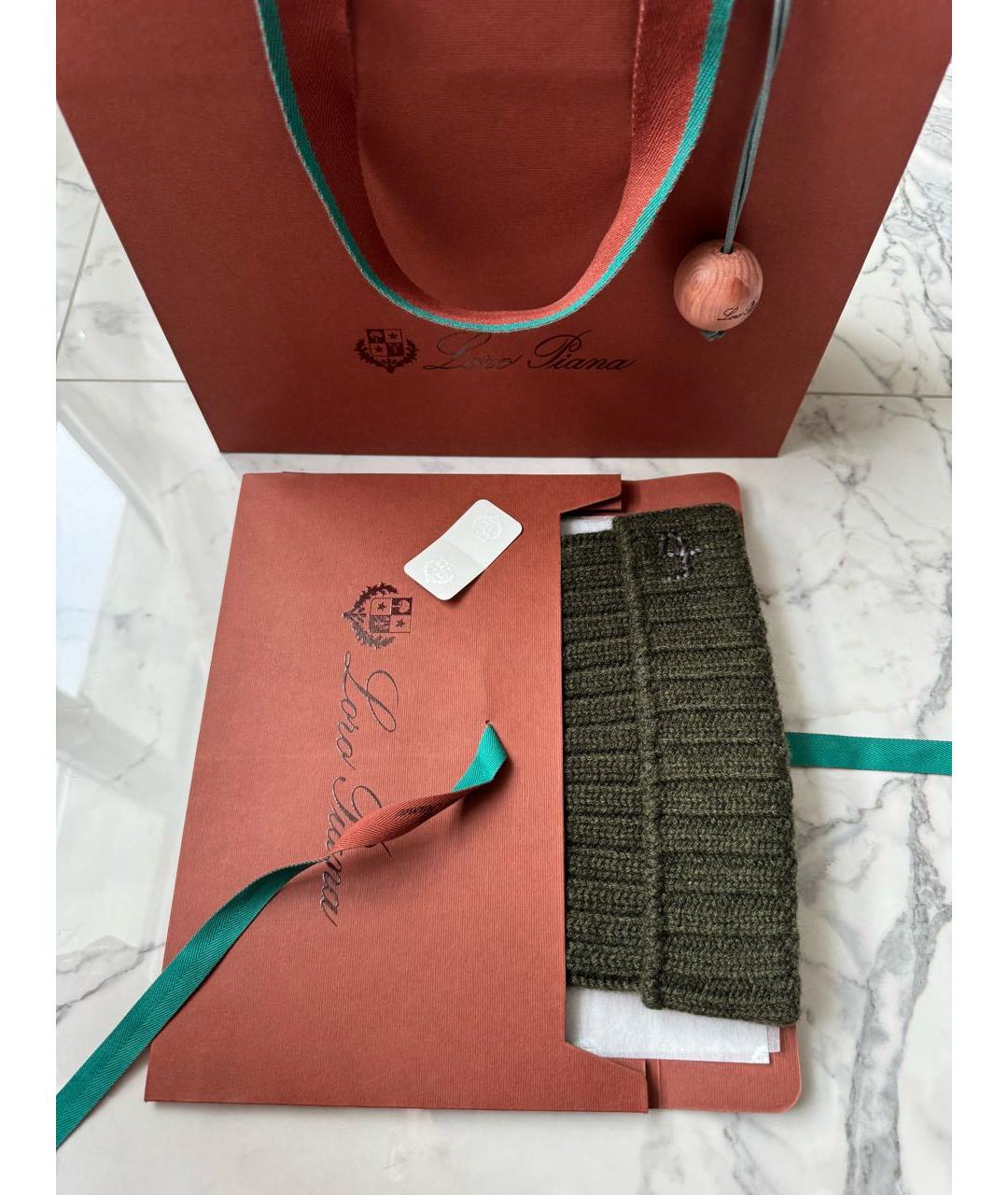 LORO PIANA Зеленая кашемировая шапка, фото 5