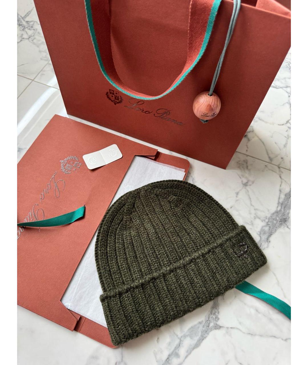 LORO PIANA Зеленая кашемировая шапка, фото 9