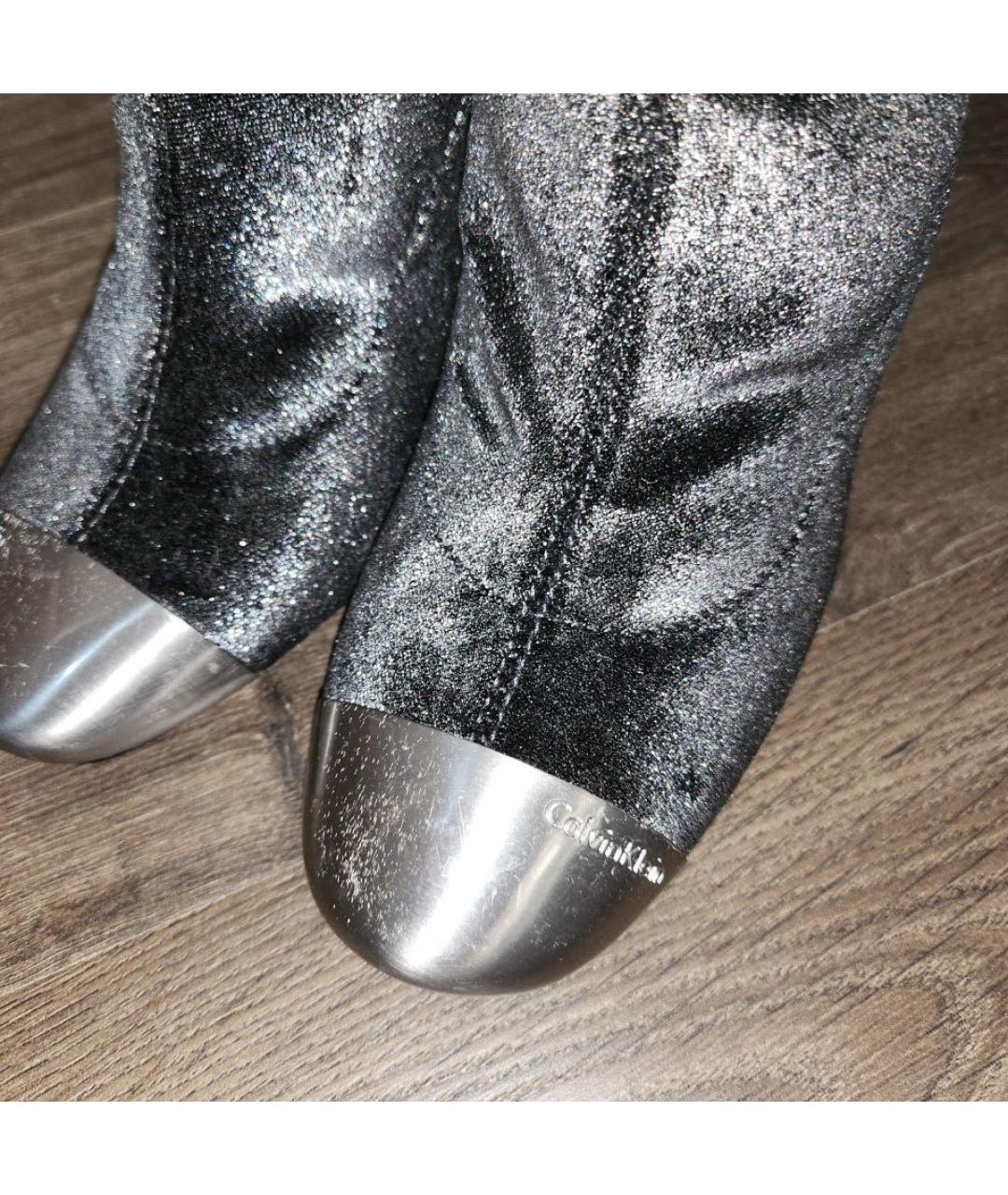 CALVIN KLEIN Серебряные бархатные ботильоны, фото 2