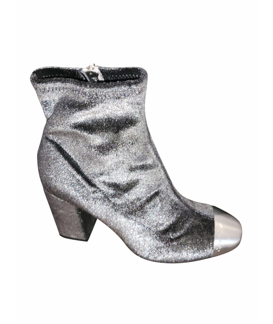 CALVIN KLEIN Серебряные бархатные ботильоны, фото 1