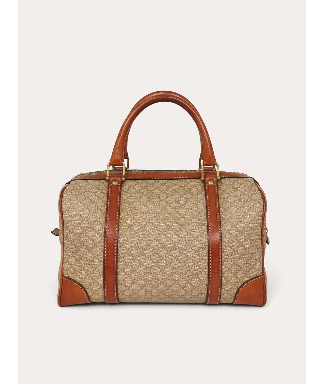 CELINE Бежевая кожаная сумка с короткими ручками, фото 3