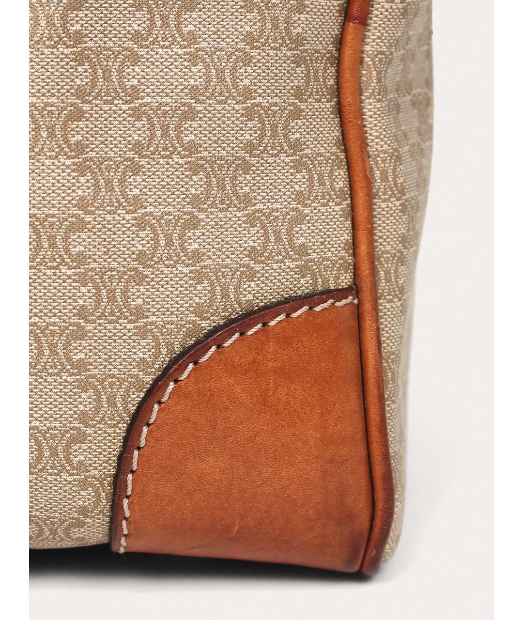 CELINE Бежевая кожаная сумка с короткими ручками, фото 7