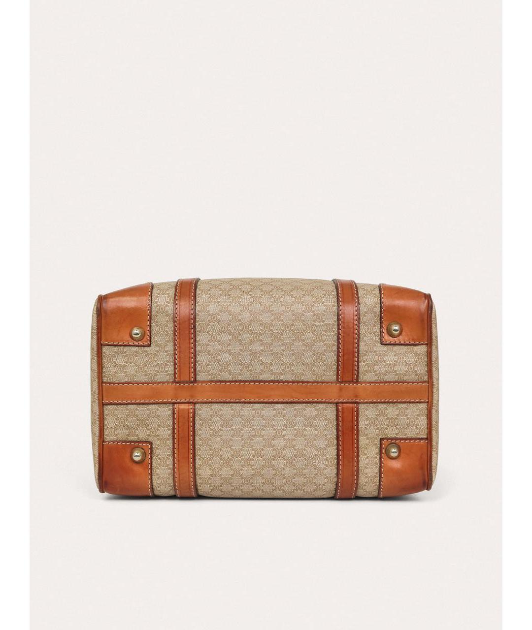 CELINE Бежевая кожаная сумка с короткими ручками, фото 4