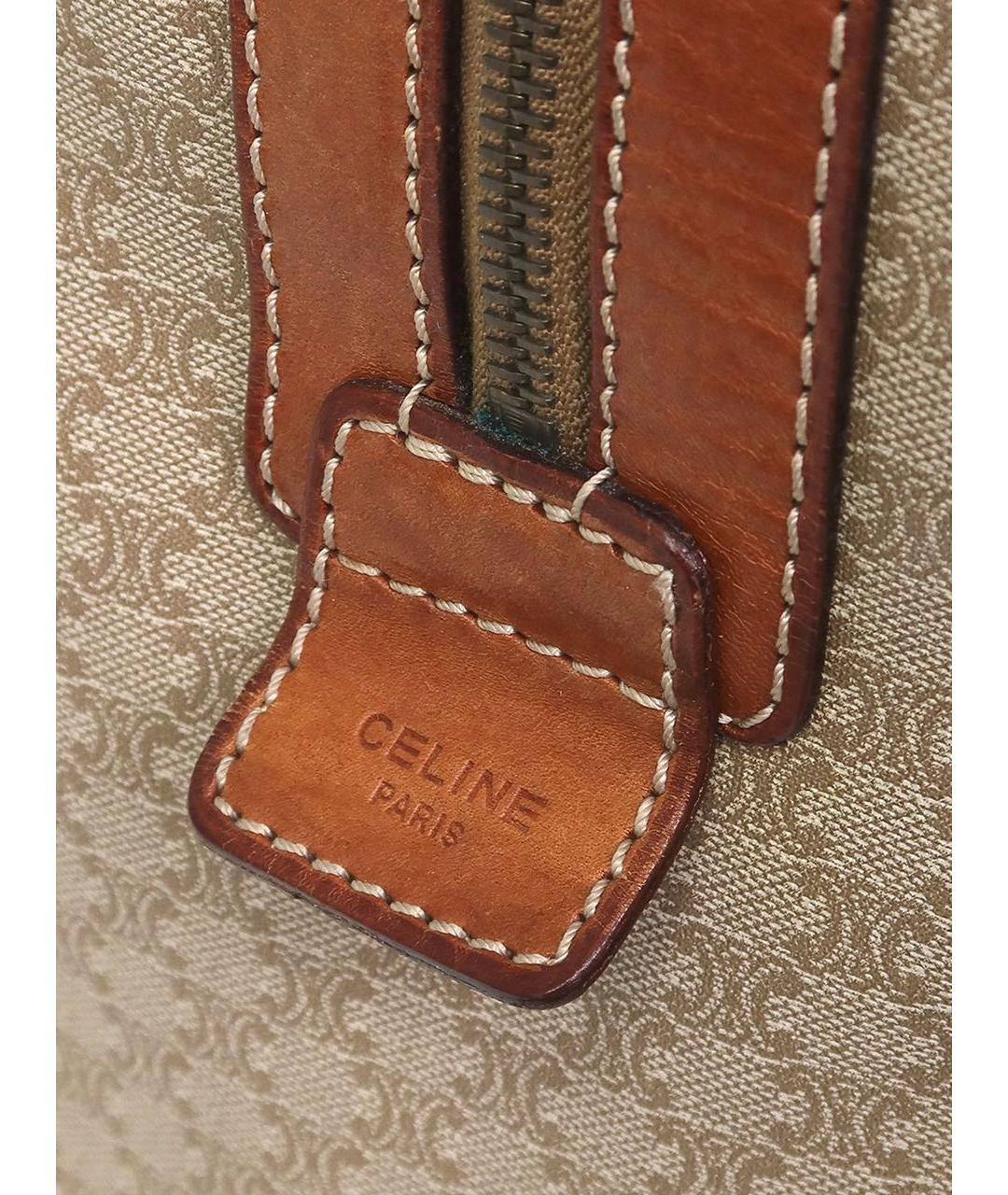 CELINE Бежевая кожаная сумка с короткими ручками, фото 6