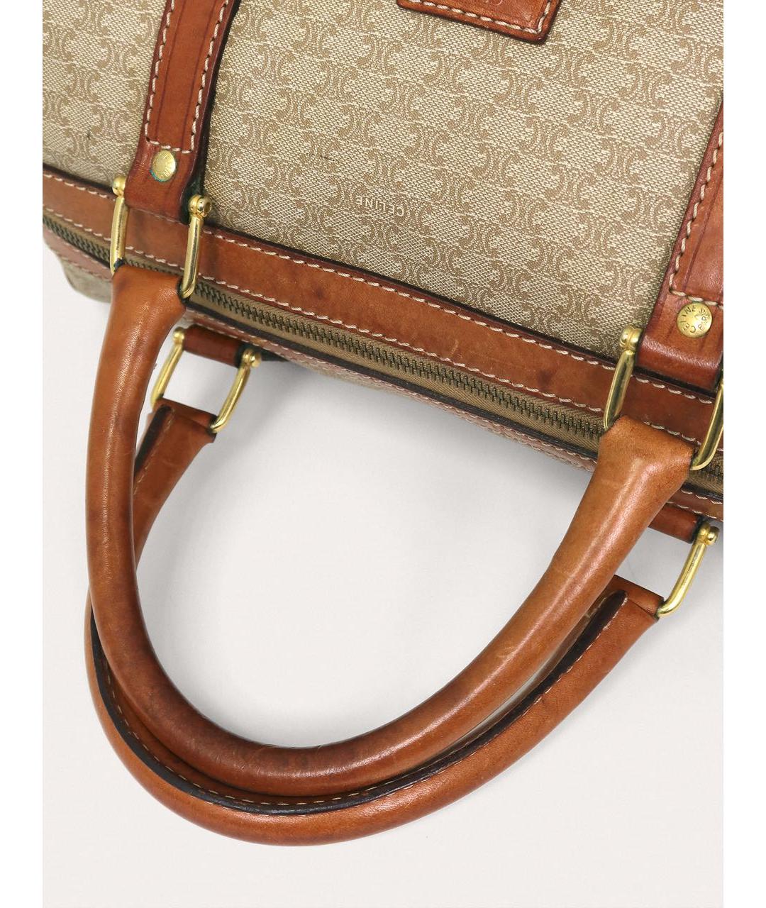 CELINE Бежевая кожаная сумка с короткими ручками, фото 5