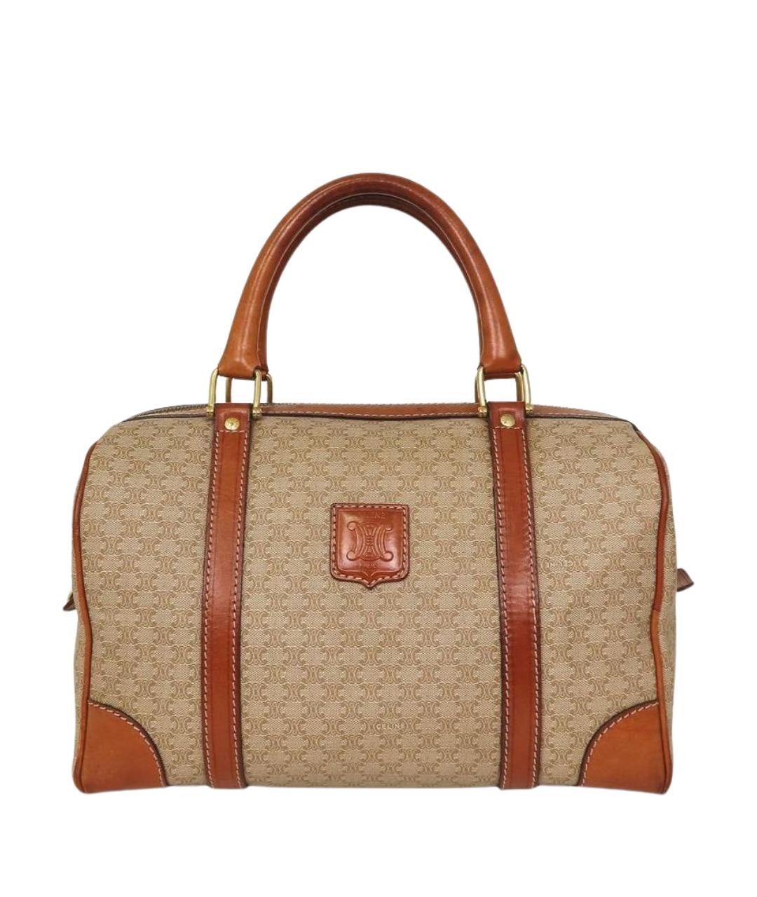 CELINE Бежевая кожаная сумка с короткими ручками, фото 1