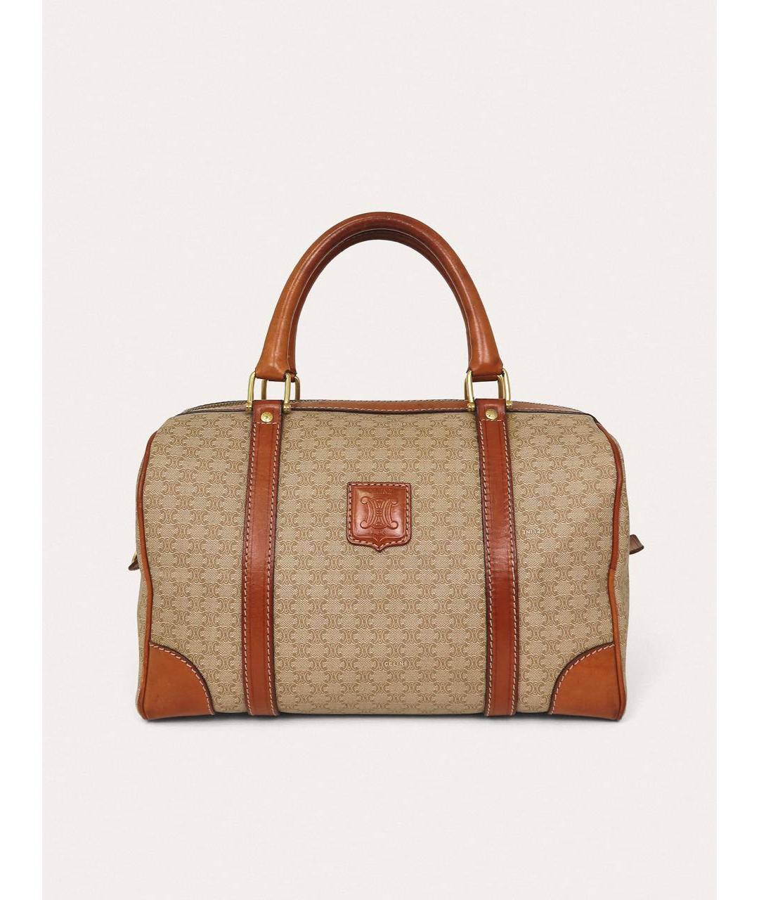 CELINE Бежевая кожаная сумка с короткими ручками, фото 9