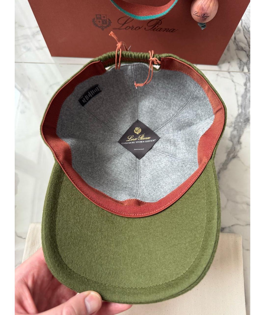 LORO PIANA Зеленая кашемировая кепка/бейсболка, фото 3