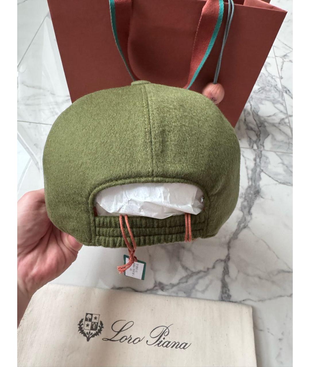 LORO PIANA Зеленая кашемировая кепка/бейсболка, фото 4