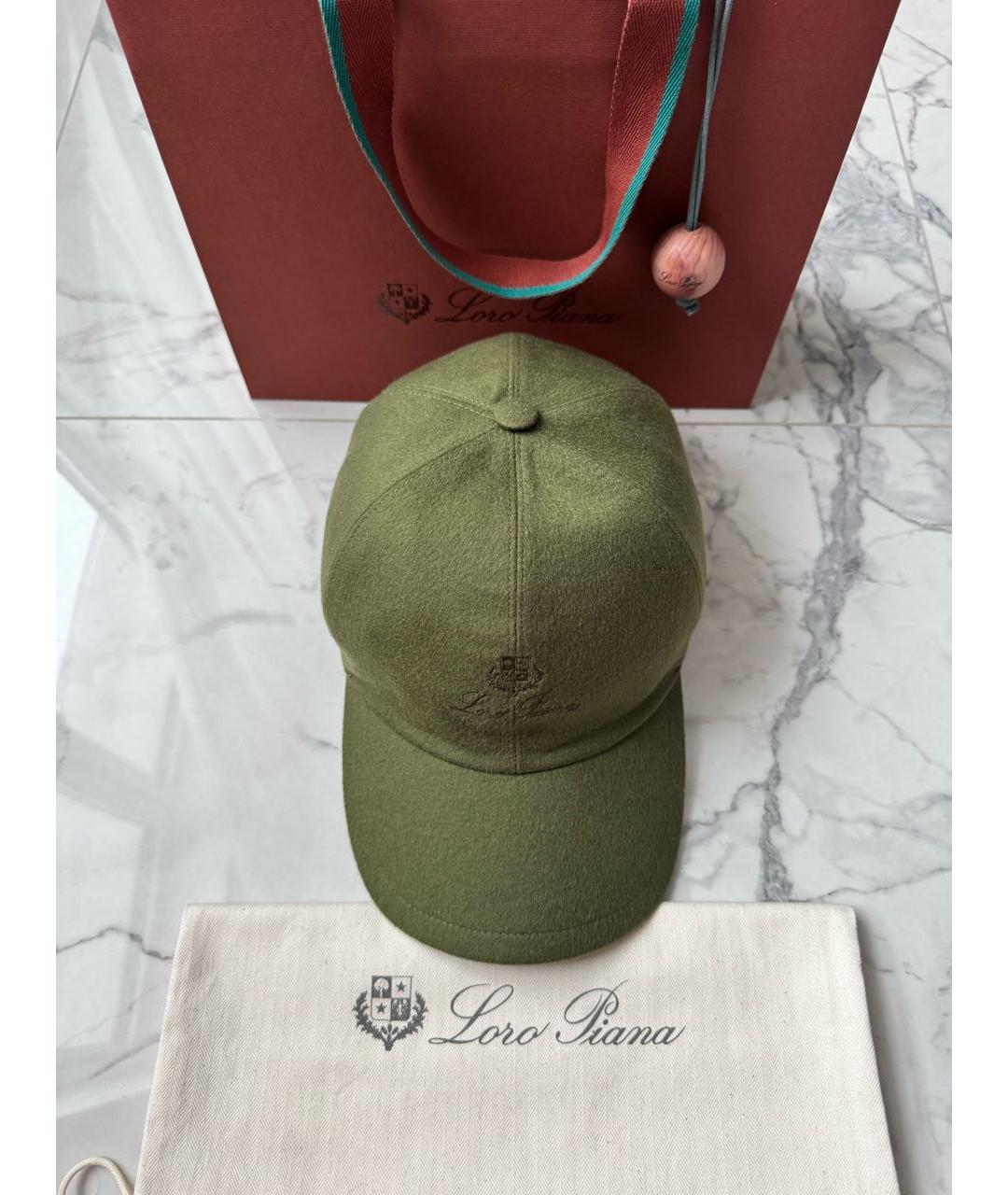 LORO PIANA Зеленая кашемировая кепка/бейсболка, фото 2