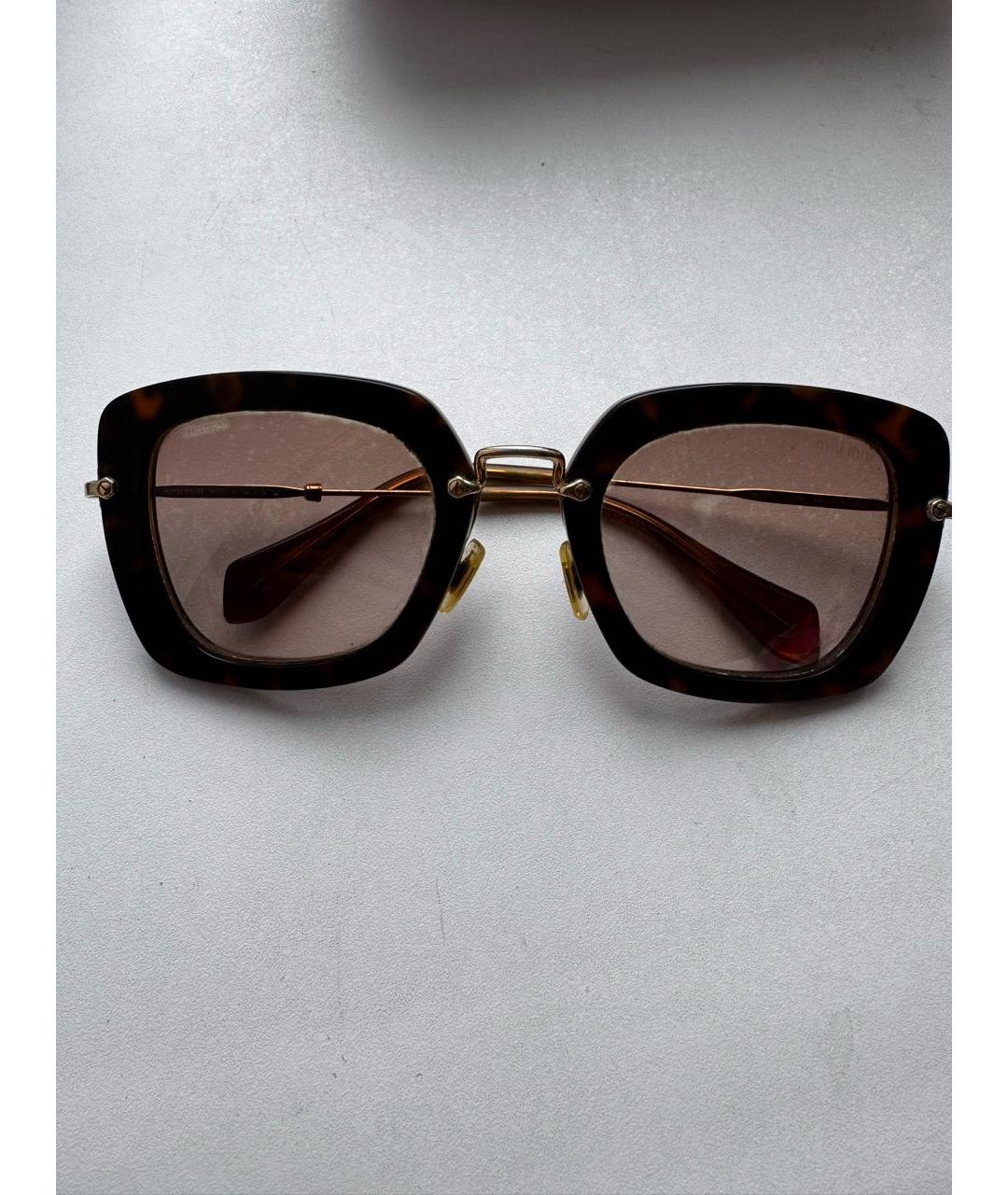 MIU MIU Коричневые металлические солнцезащитные очки, фото 8