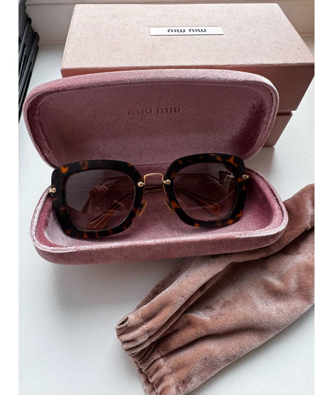 MIU MIU Коричневые металлические солнцезащитные очки, фото 5