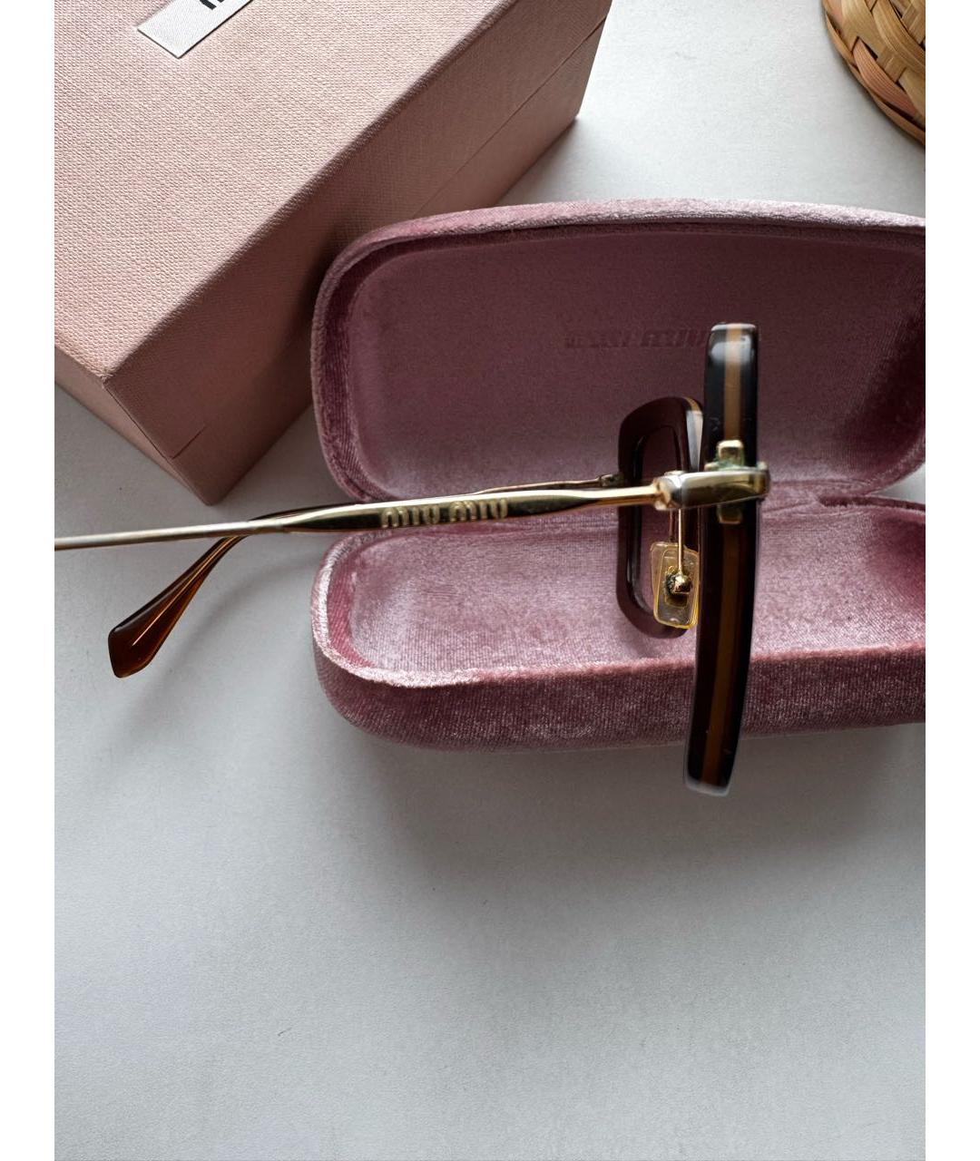 MIU MIU Коричневые металлические солнцезащитные очки, фото 3