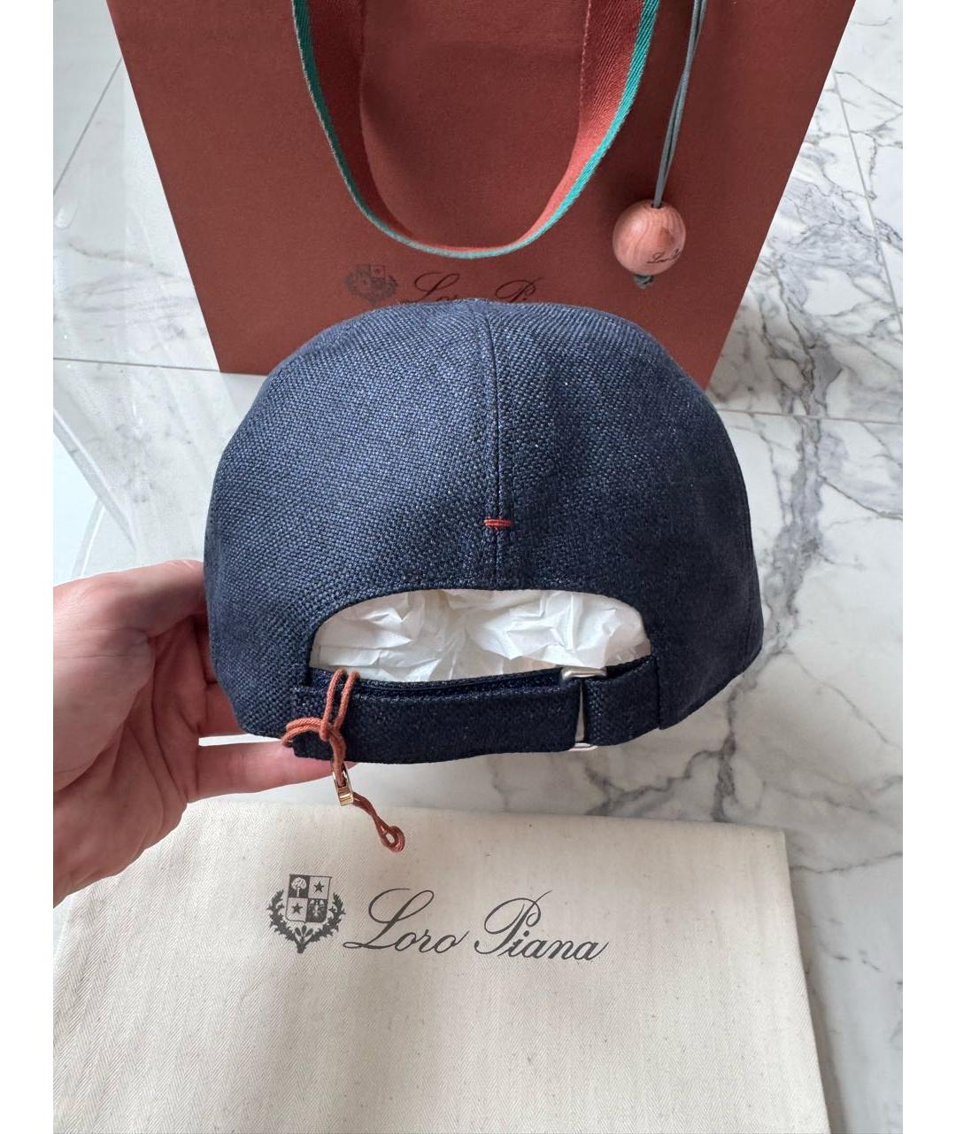LORO PIANA Темно-синяя льняная кепка/бейсболка, фото 5