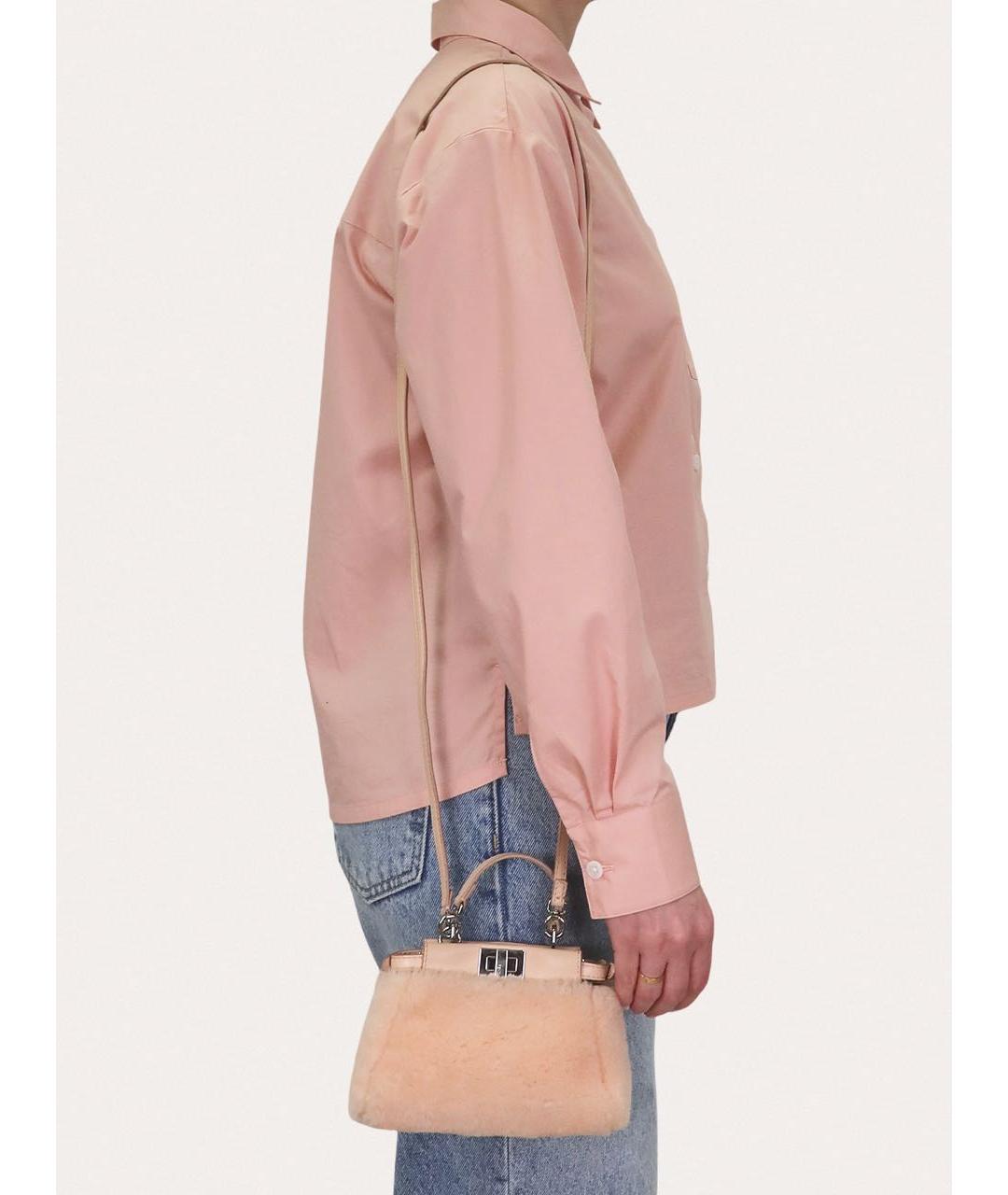 FENDI Розовая меховая сумка с короткими ручками, фото 8