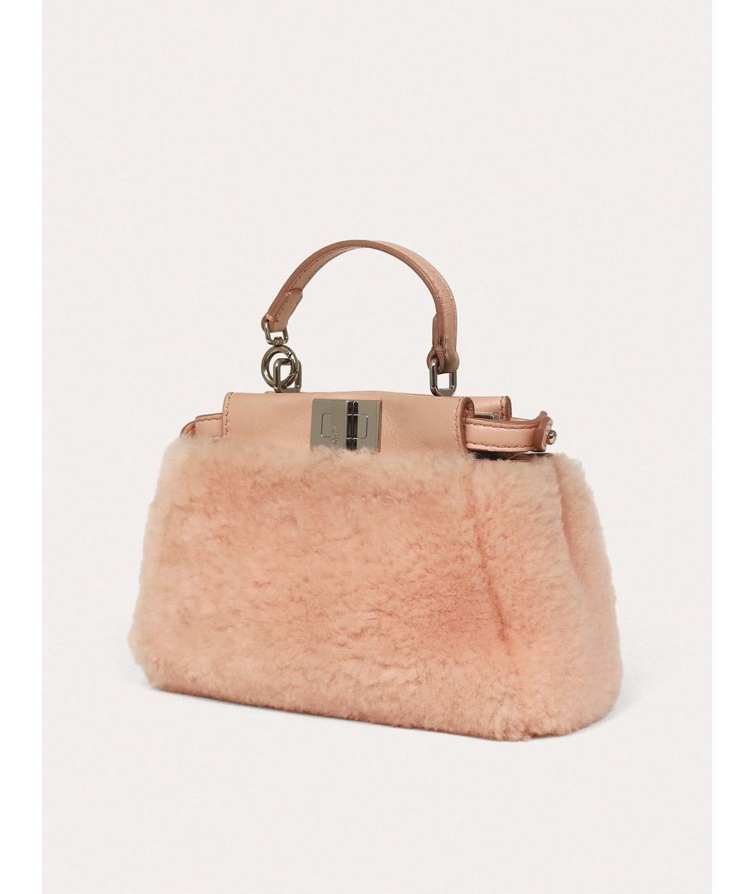 FENDI Розовая меховая сумка с короткими ручками, фото 2