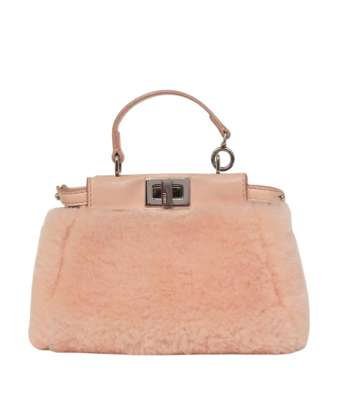FENDI Розовая меховая сумка с короткими ручками, фото 1