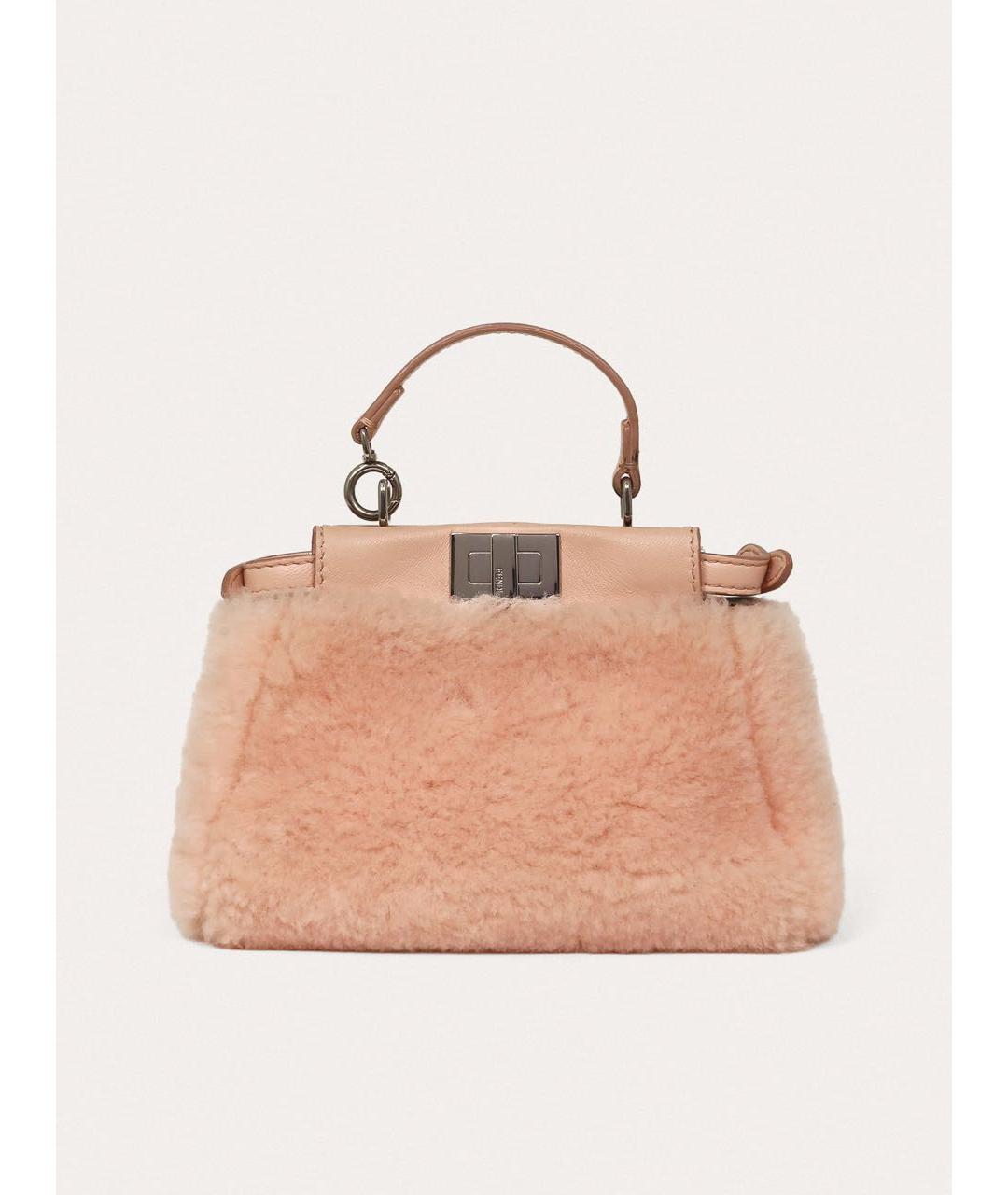 FENDI Розовая меховая сумка с короткими ручками, фото 3