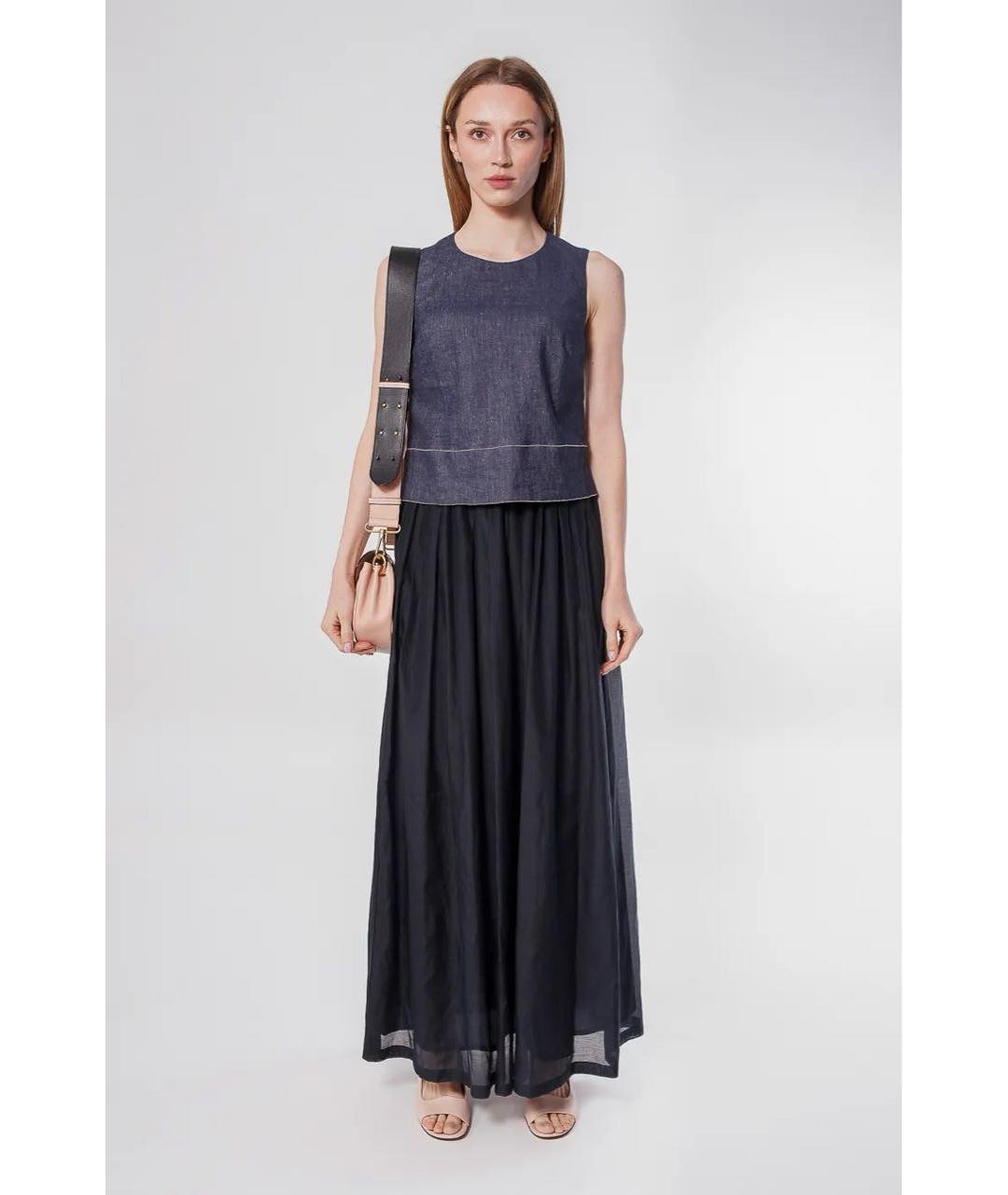 PESERICO Темно-синее хлопковое коктейльное платье, фото 2