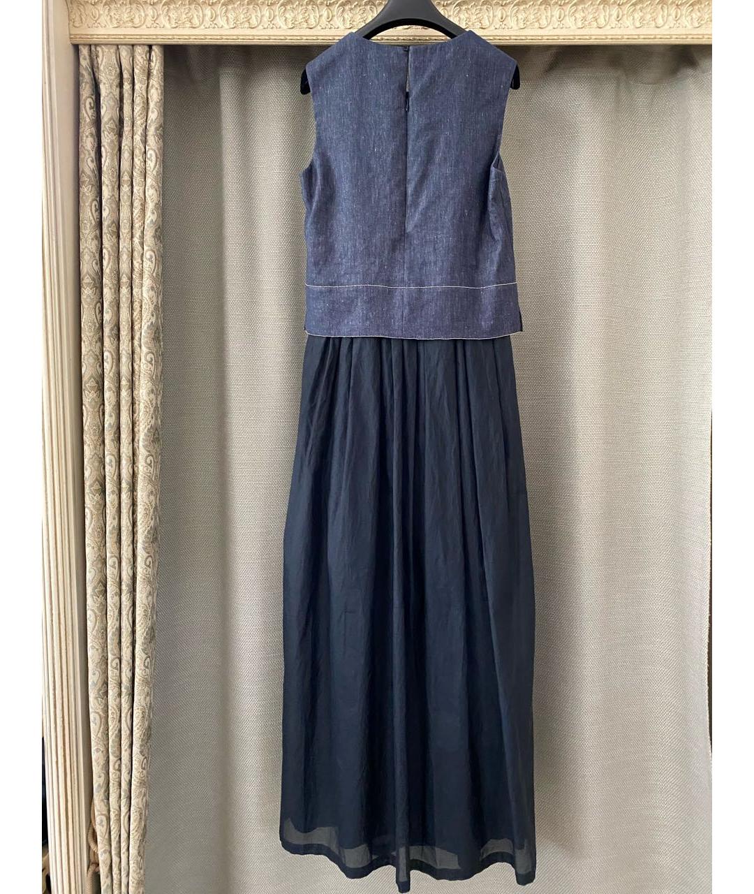 PESERICO Темно-синее хлопковое коктейльное платье, фото 7