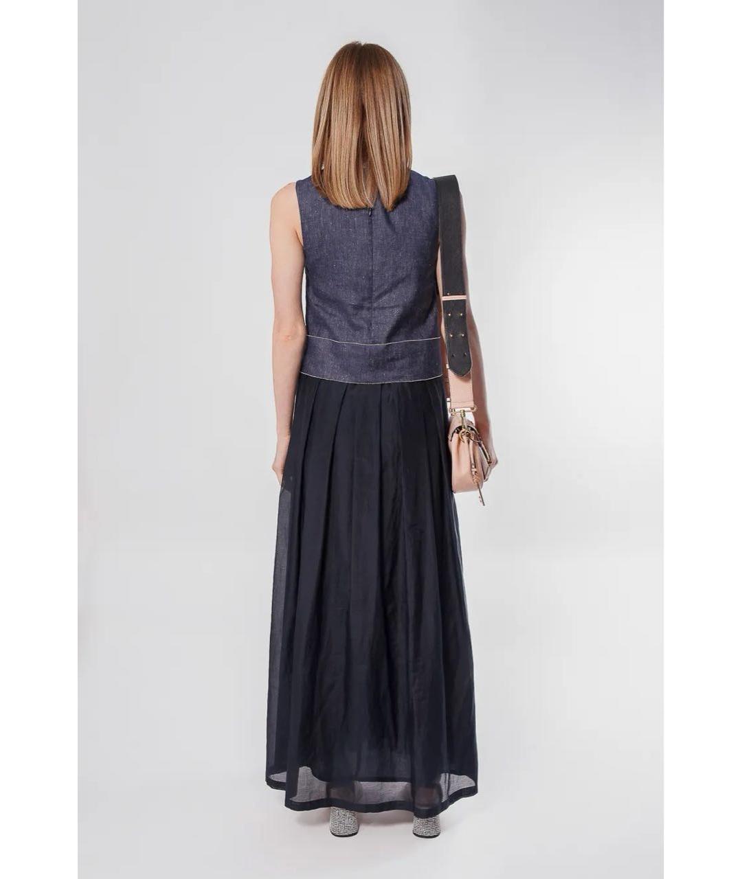 PESERICO Темно-синее хлопковое коктейльное платье, фото 3