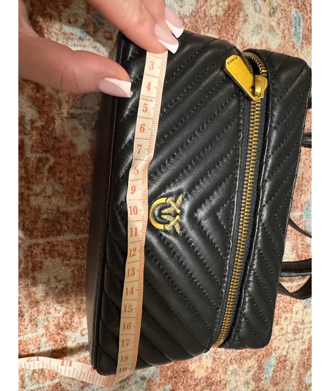 PINKO Черная кожаная сумка с короткими ручками, фото 3