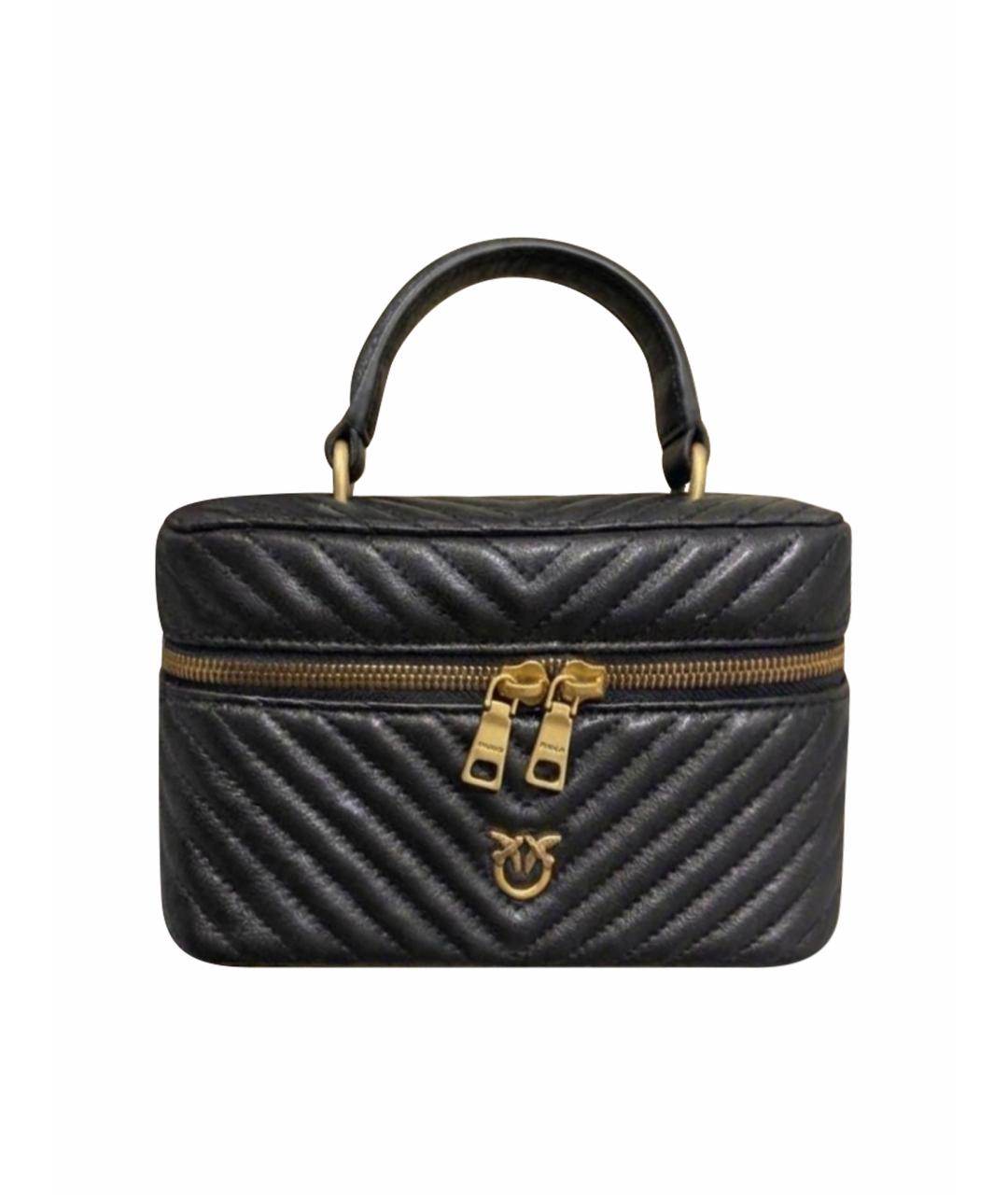 PINKO Черная кожаная сумка с короткими ручками, фото 1