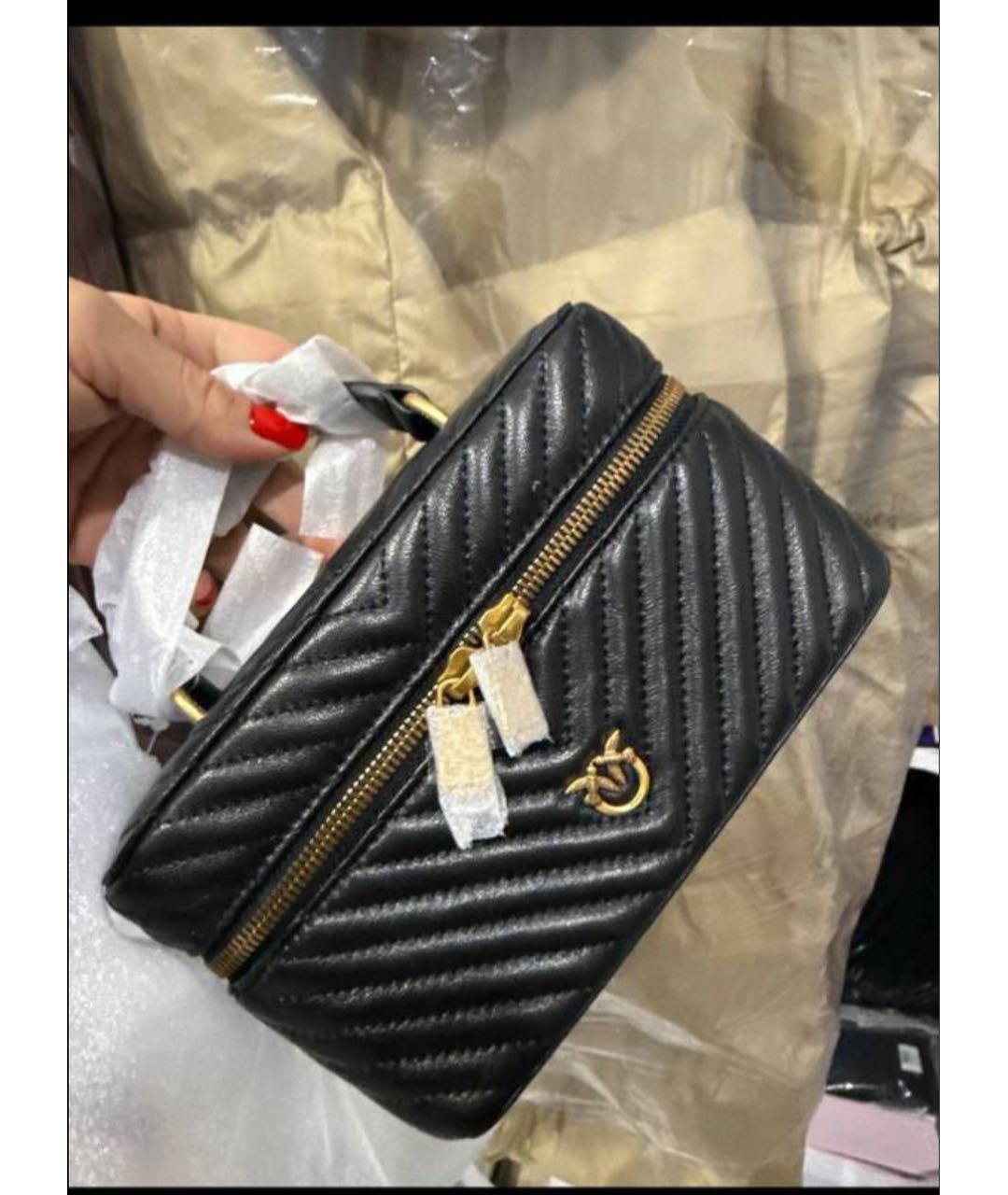 PINKO Черная кожаная сумка с короткими ручками, фото 6