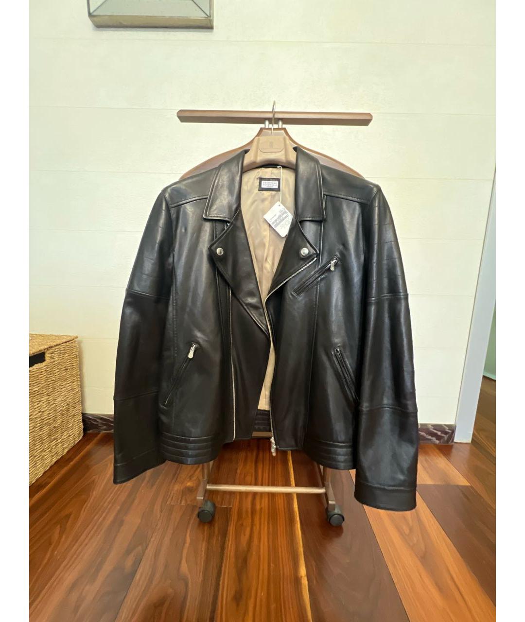BRUNELLO CUCINELLI Черная кожаная куртка, фото 5