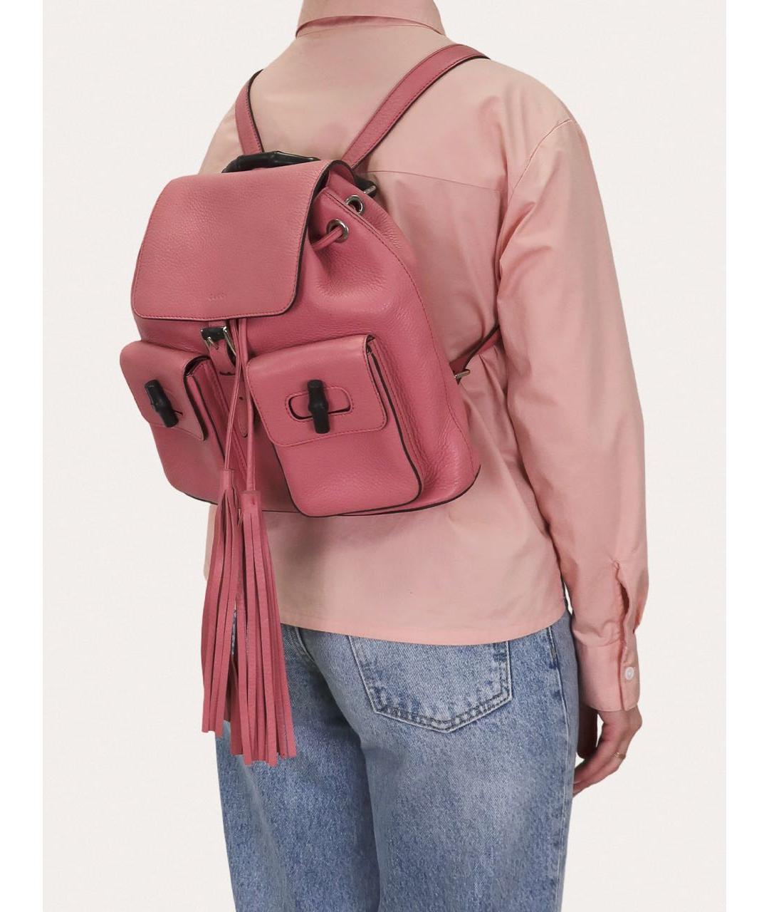 GUCCI Розовый кожаный рюкзак, фото 8