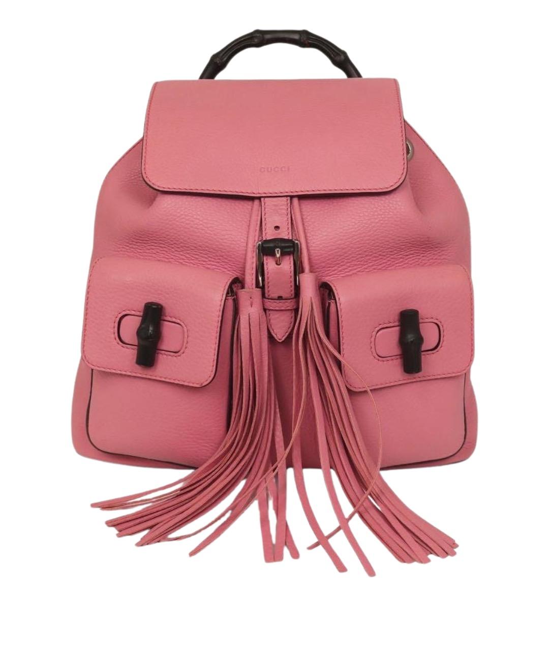 GUCCI Розовый кожаный рюкзак, фото 1