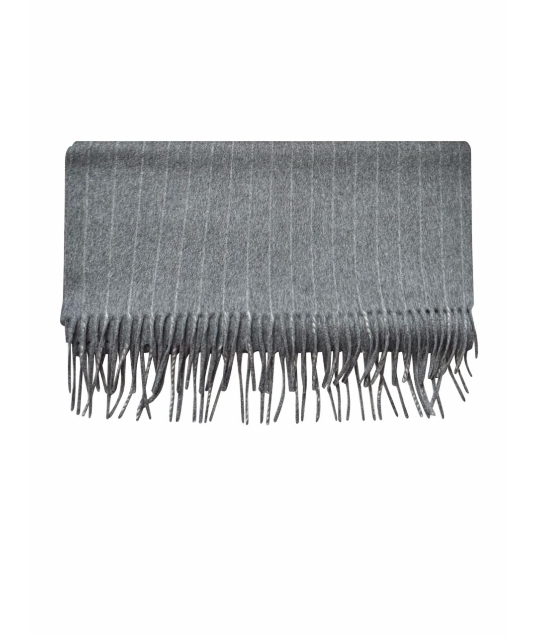 LORO PIANA Серый шерстяной шарф, фото 1