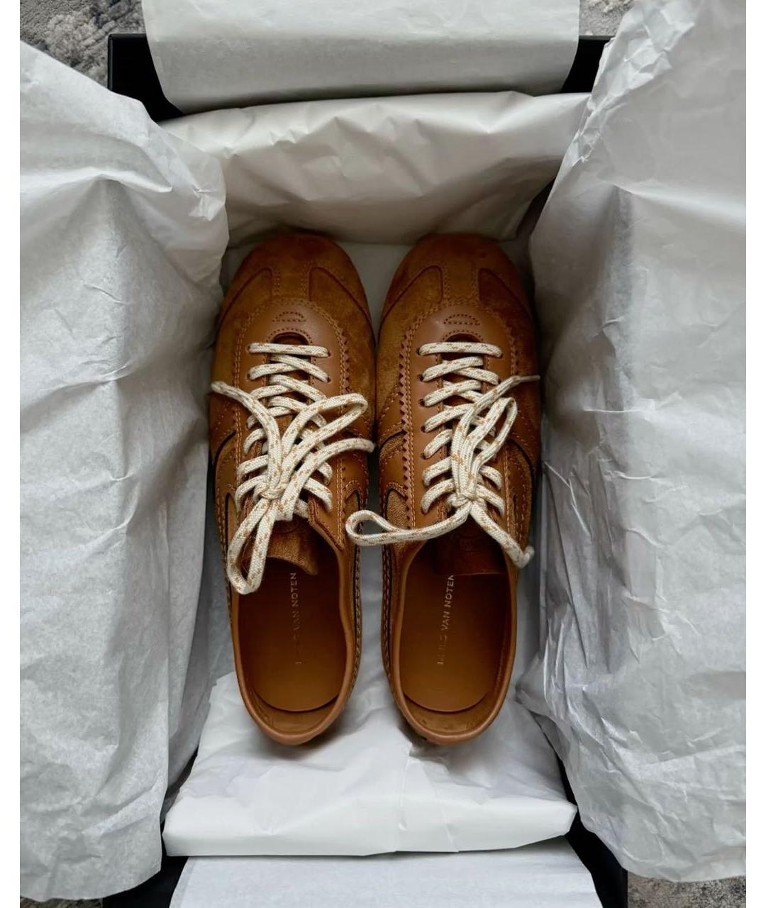 DRIES VAN NOTEN Оранжевое замшевые низкие кроссовки / кеды, фото 6