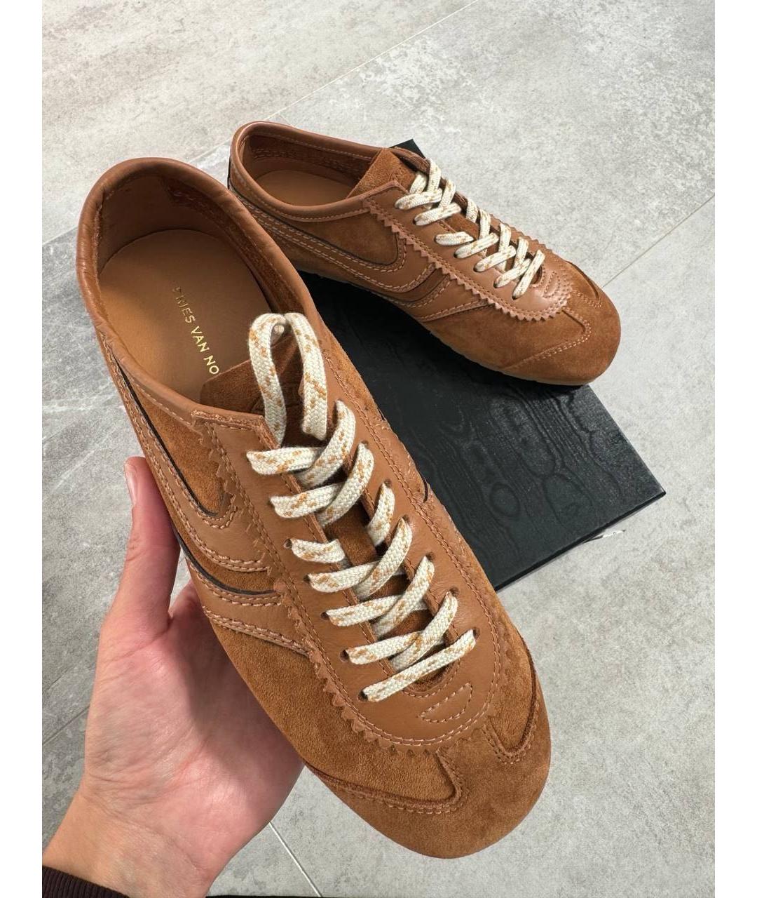 DRIES VAN NOTEN Оранжевое замшевые низкие кроссовки / кеды, фото 8