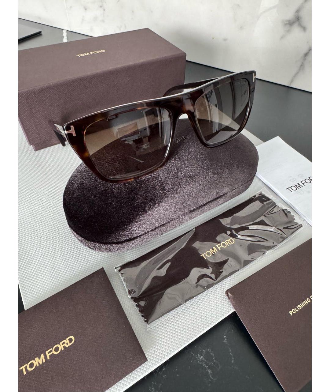 TOM FORD Коричневые пластиковые солнцезащитные очки, фото 8