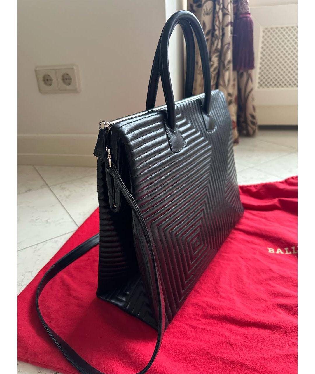 BALLY Черная кожаная сумка тоут, фото 2