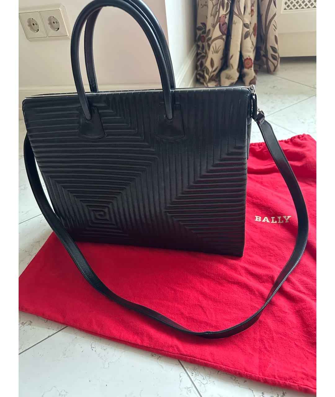 BALLY Черная кожаная сумка тоут, фото 3