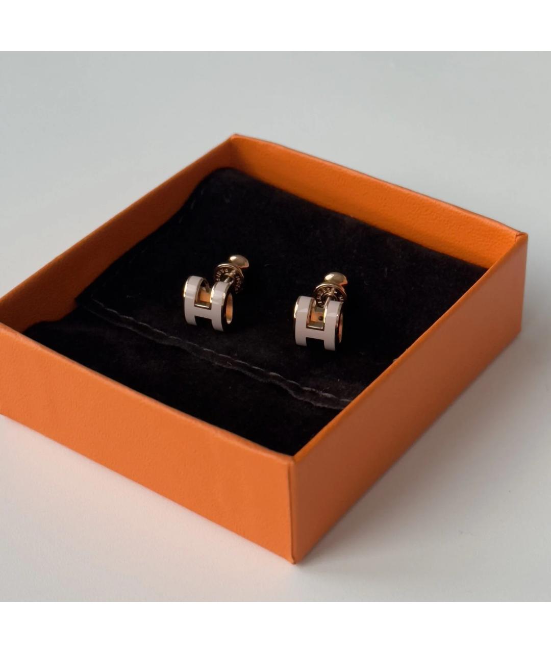 HERMES Розовые металлические серьги, фото 3