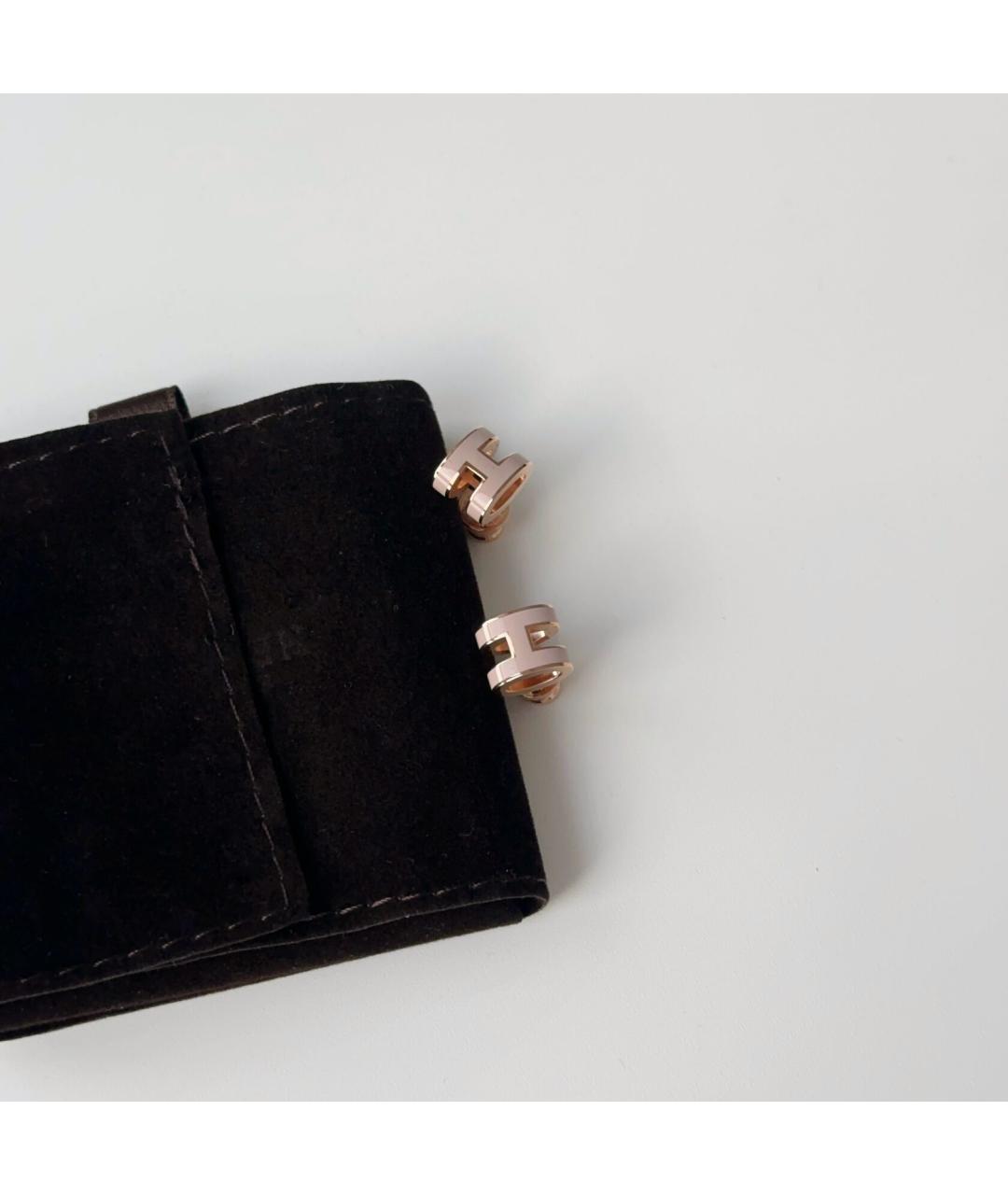 HERMES Розовые металлические серьги, фото 4