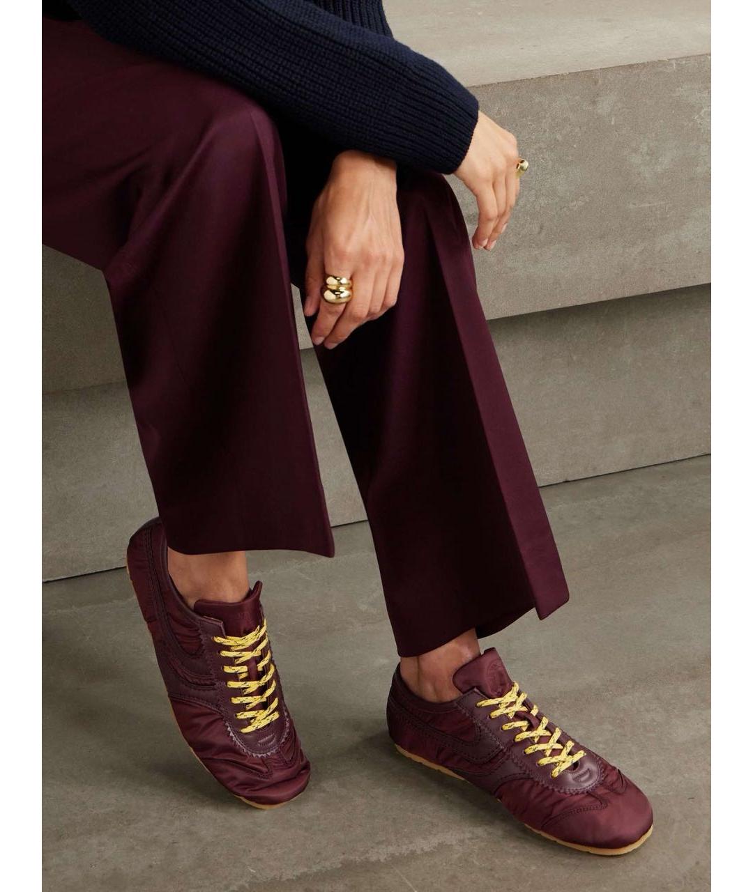 DRIES VAN NOTEN Бордовые кожаные кроссовки, фото 7