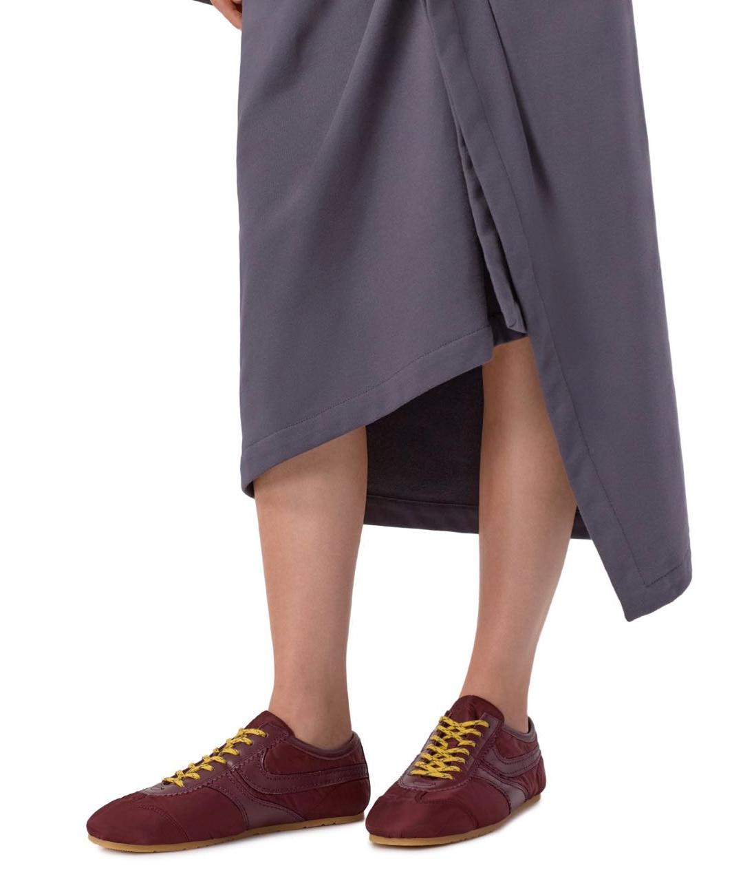 DRIES VAN NOTEN Бордовые кожаные кроссовки, фото 5