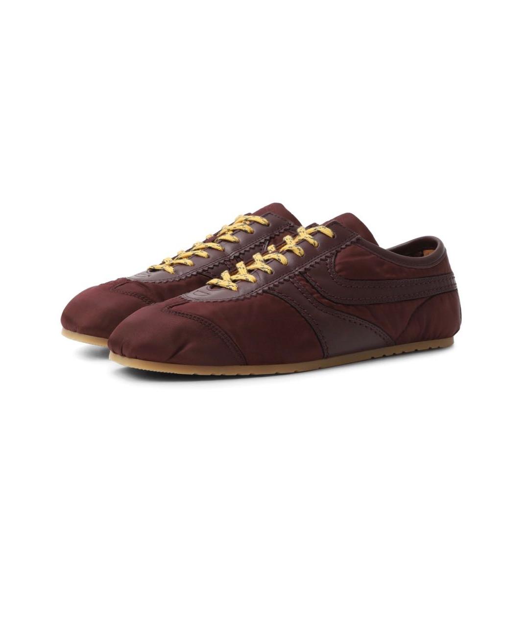 DRIES VAN NOTEN Бордовые кожаные кроссовки, фото 3