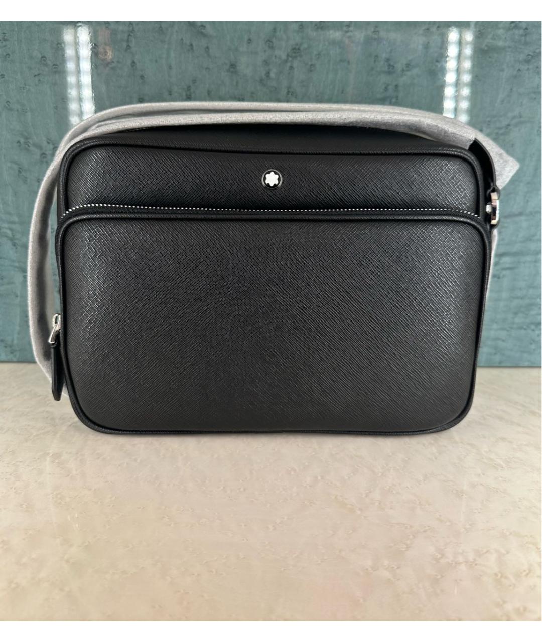 MONTBLANC Черная кожаная сумка на плечо, фото 6