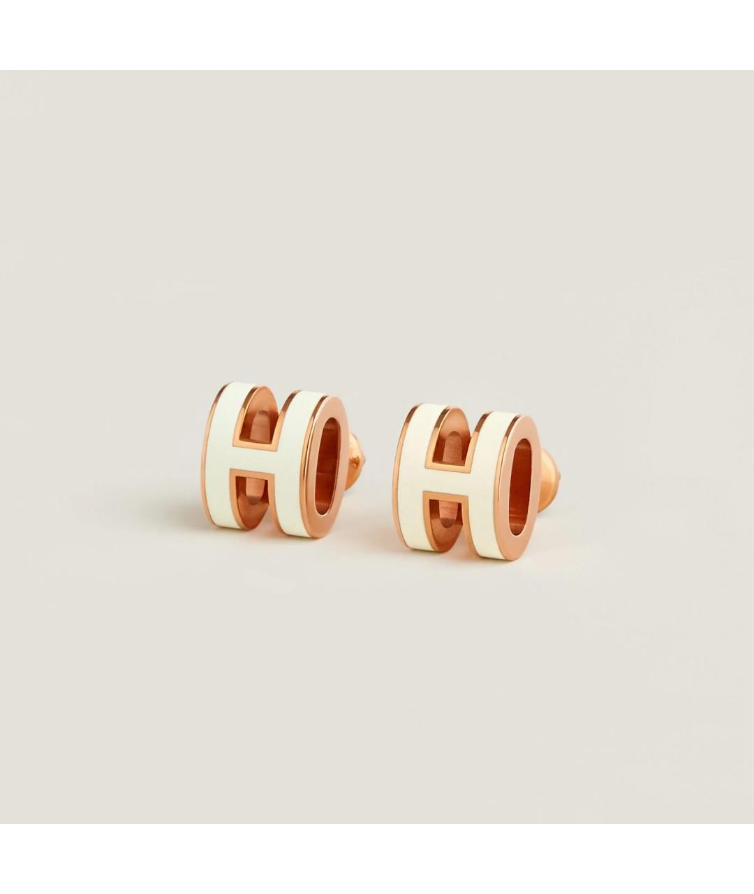 HERMES Белые металлические серьги, фото 2