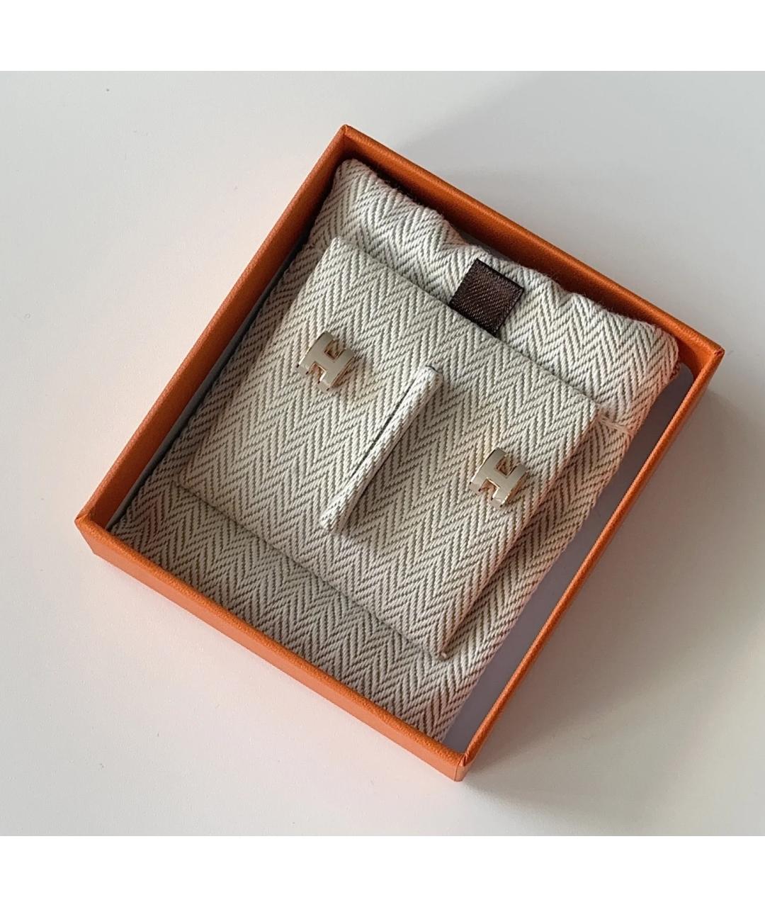 HERMES Белые металлические серьги, фото 3