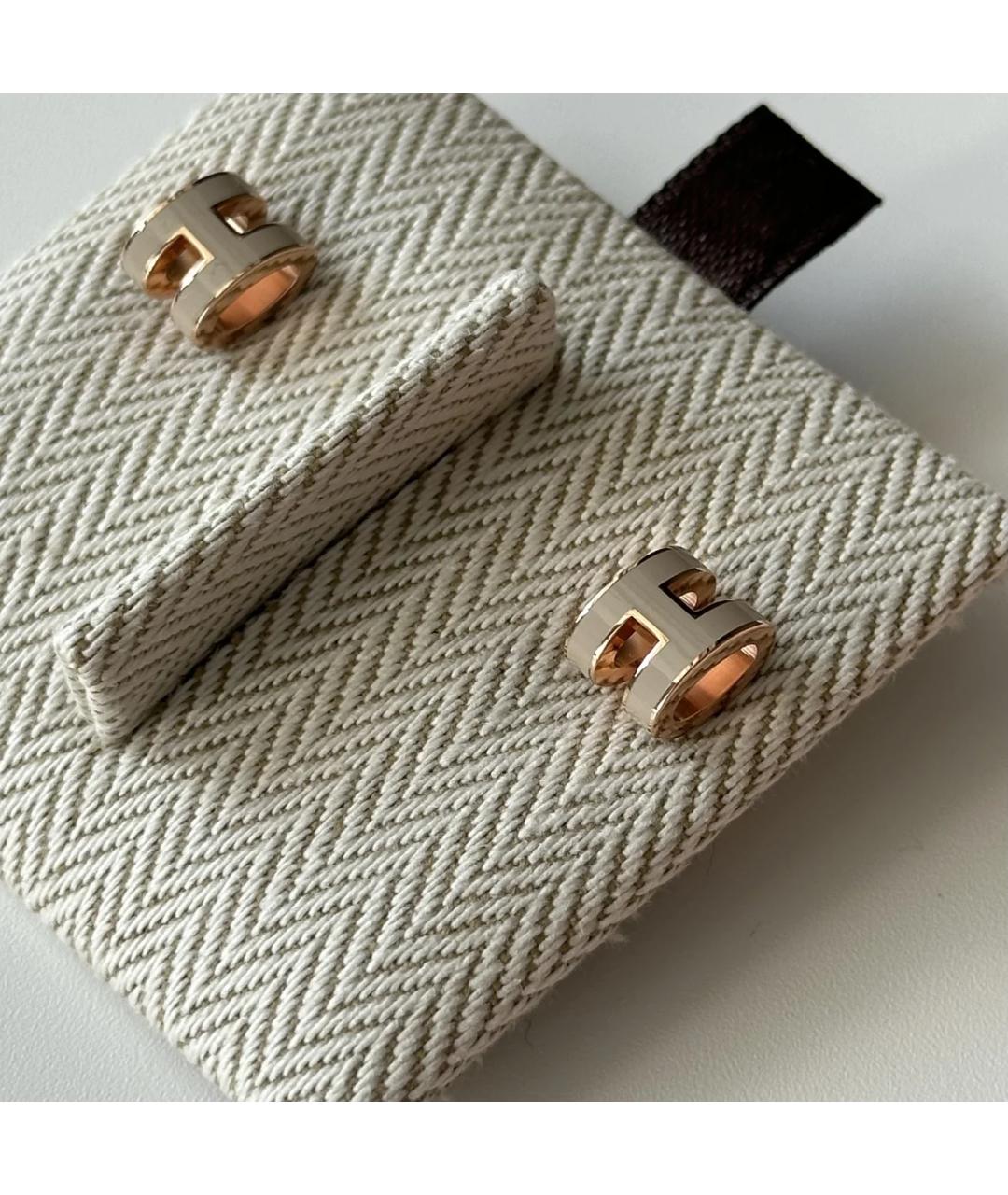 HERMES Белые металлические серьги, фото 4