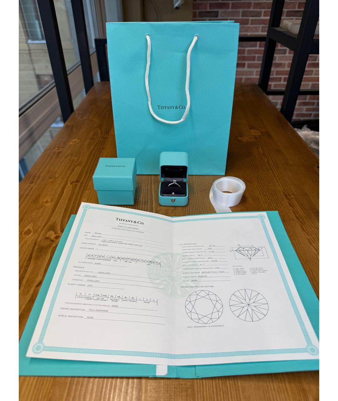 TIFFANY&CO Белое платиновое кольцо, фото 6