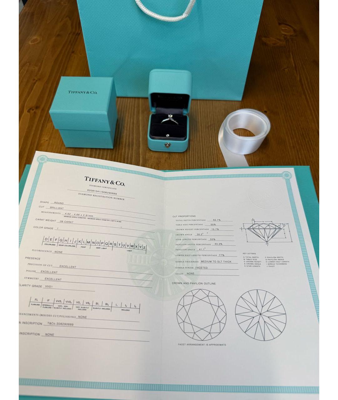 TIFFANY&CO Белое платиновое кольцо, фото 7