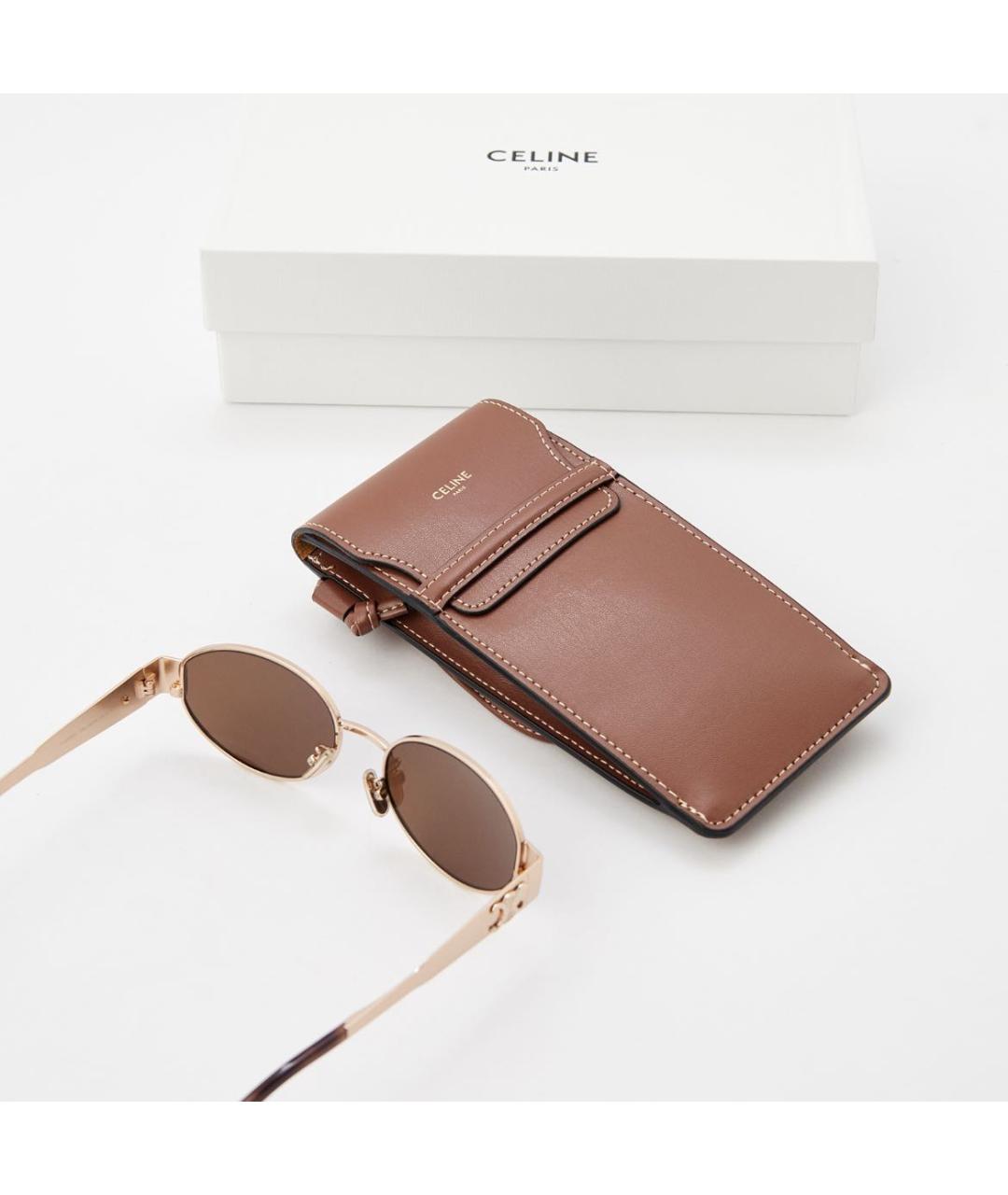 CELINE Золотые металлические солнцезащитные очки, фото 5